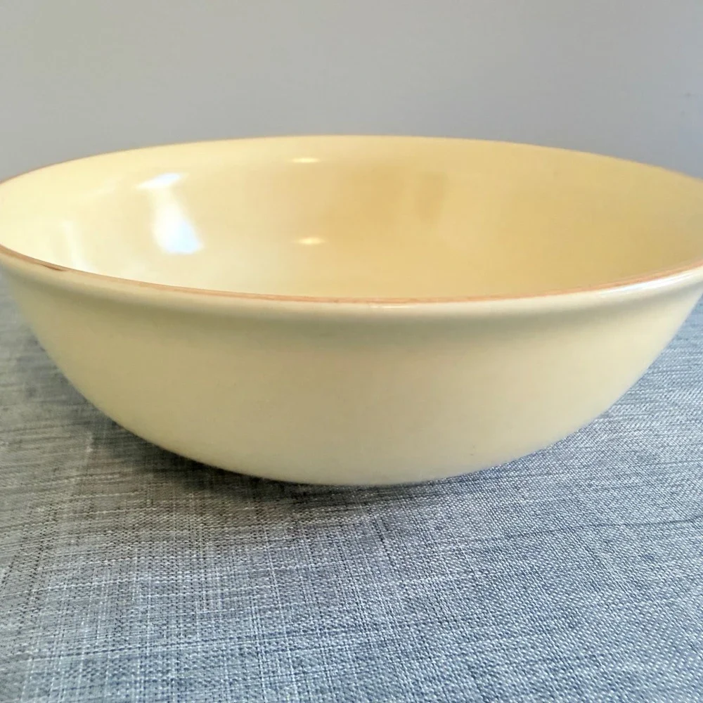 Pfaltzgraff Village Bowl Vintage USA Stoneware Tan Brown Floral Folk Art